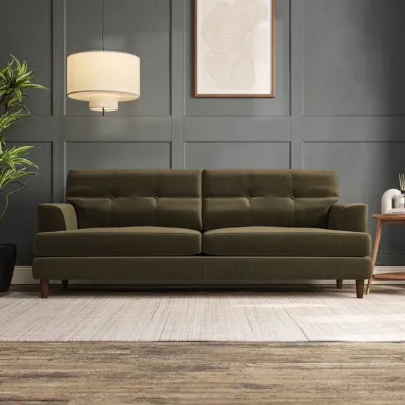 4-Seater Sofa with Button Detail - Olive