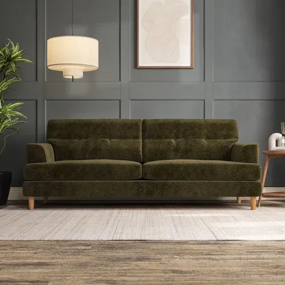 4-Seater Sofa with Button Detail - Olive