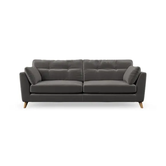 4-Seater Sofa with Button Details - Charcoal