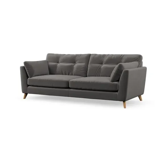 4-Seater Sofa with Button Details - Charcoal