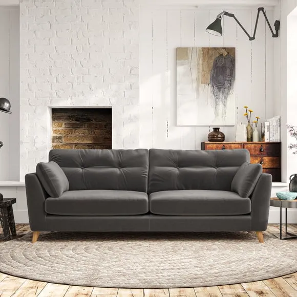 4-Seater Sofa with Button Details - Charcoal image