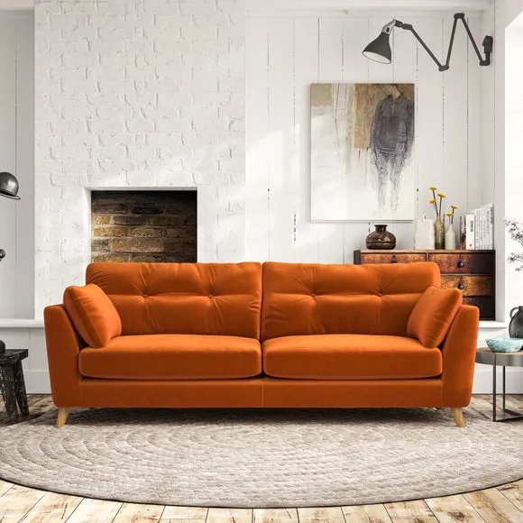 4-Seater Sofa with Button Details - Ginger