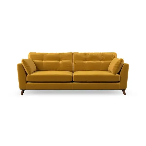 4-Seater Sofa with Button Details - Gold