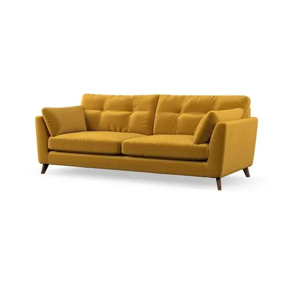 4-Seater Sofa with Button Details - Gold