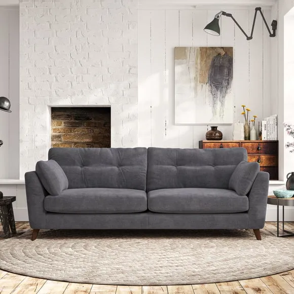4-Seater Sofa with Button Details - Grey