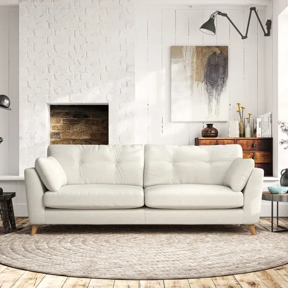 4-Seater Sofa with Button Details - Ivory