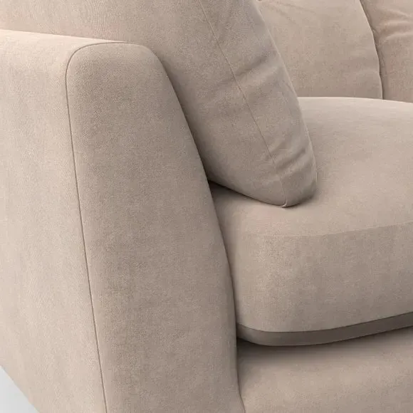 4-Seater Sofa with Button Details - Natural