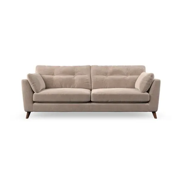 4-Seater Sofa with Button Details - Natural