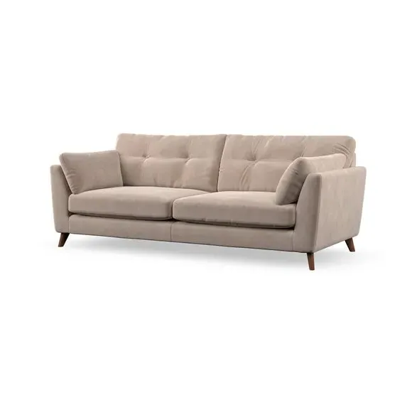 4-Seater Sofa with Button Details - Natural