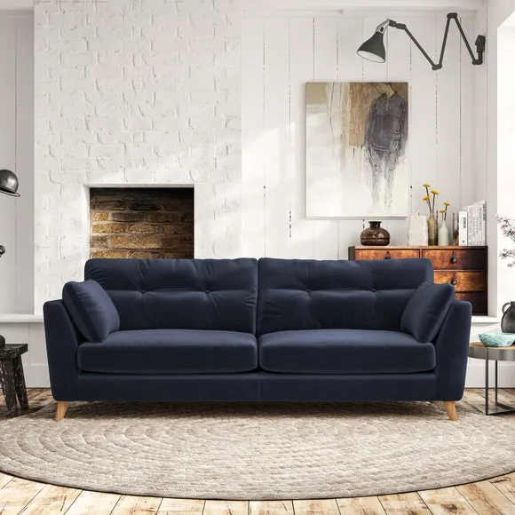 4-Seater Sofa with Button Details - Navy