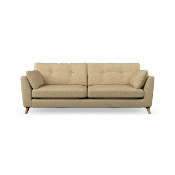 4-Seater Sofa with Button Details - Ochre