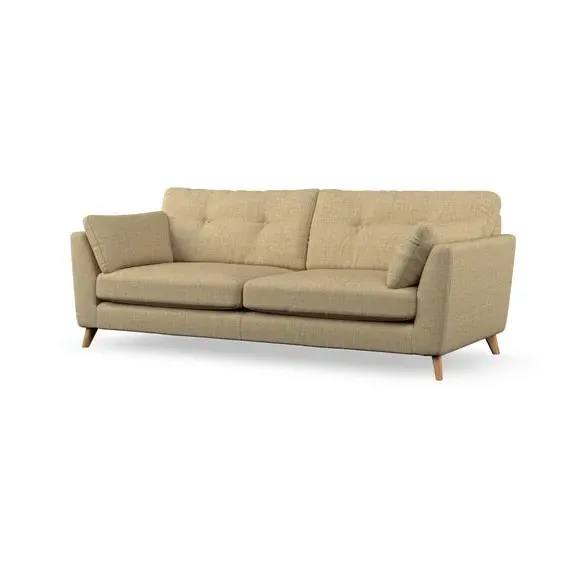 4-Seater Sofa with Button Details - Ochre
