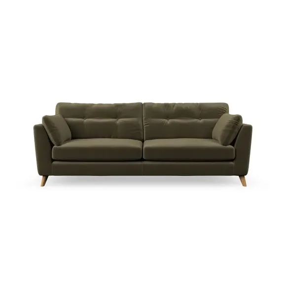 4-Seater Sofa with Button Details - Olive