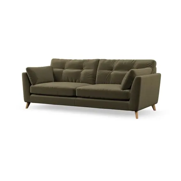 4-Seater Sofa with Button Details - Olive
