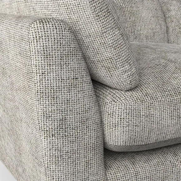 4-Seater Sofa with Button Details - Silver