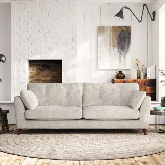 4-Seater Sofa with Button Details - White