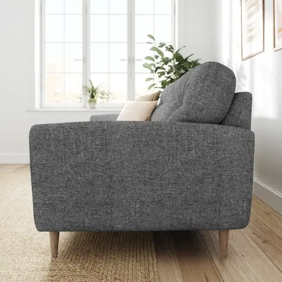4-Seater Sofa with Buttoned Back - Grey, Fabric