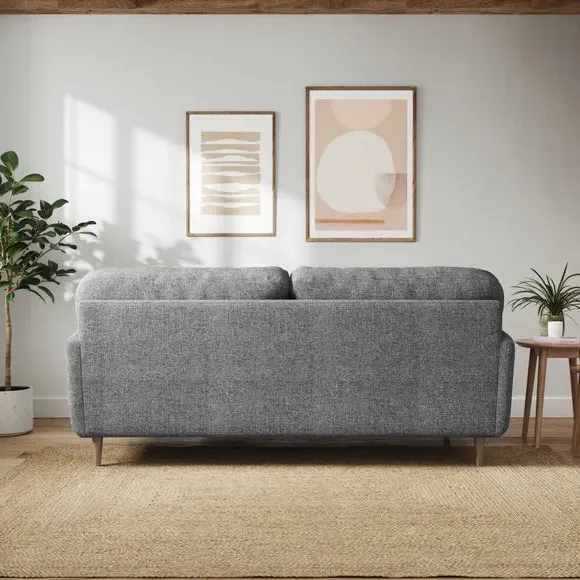 4-Seater Sofa with Buttoned Back - Grey, Fabric