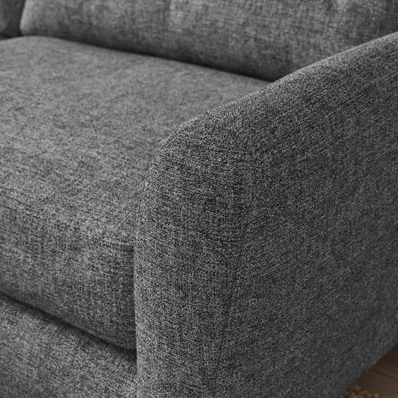 4-Seater Sofa with Buttoned Back - Grey, Fabric