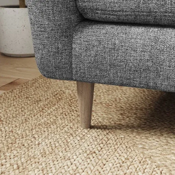 4-Seater Sofa with Buttoned Back - Grey, Fabric