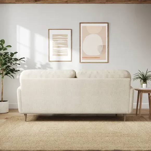 4-Seater Sofa with Buttoned Back - Ivory