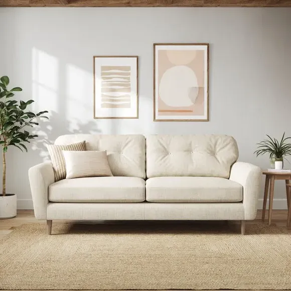 4-Seater Sofa with Buttoned Back - Ivory image