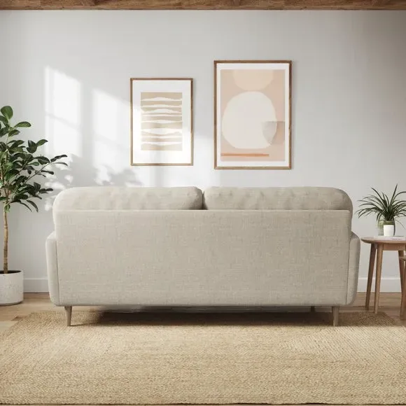 4-Seater Sofa with Buttoned Back - Natural