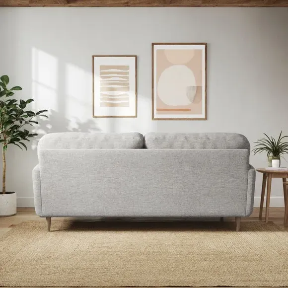 4-Seater Sofa with Buttoned Back - Natural, Fabric
