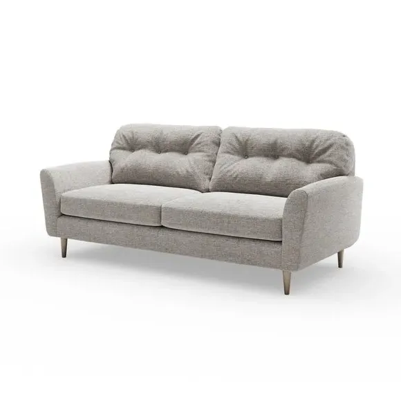 4-Seater Sofa with Buttoned Back - Natural, Fabric