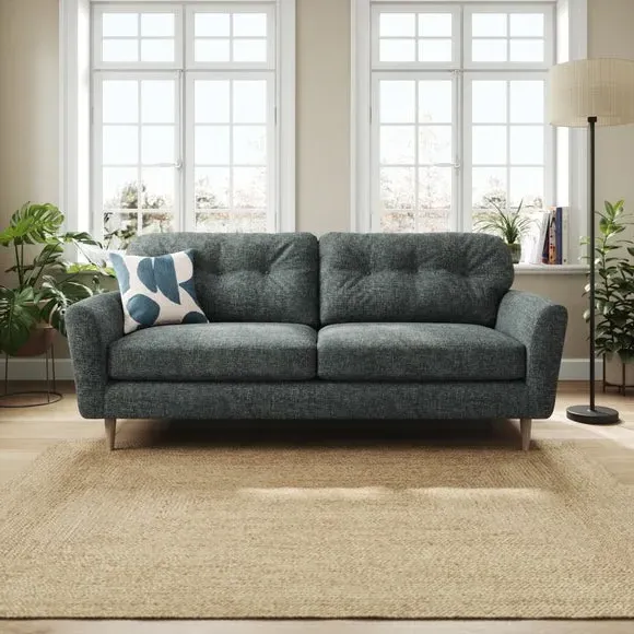 4-Seater Sofa with Buttoned Back - Navy