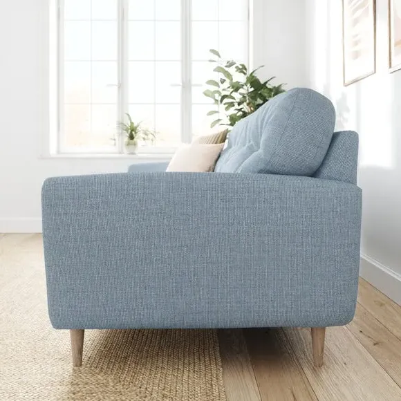 4-Seater Sofa with Buttoned Back - Soft Blue