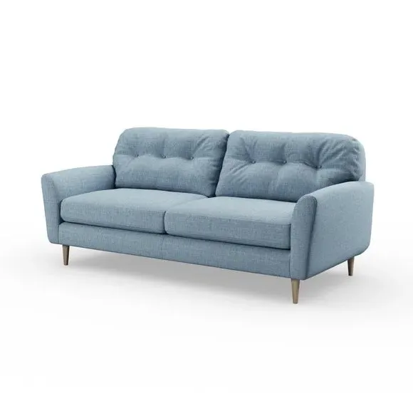 4-Seater Sofa with Buttoned Back - Soft Blue