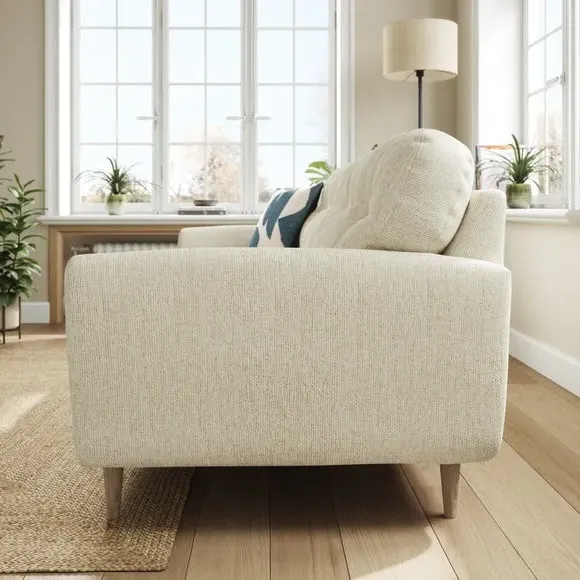 4-Seater Sofa with Buttoned Back - White Sand