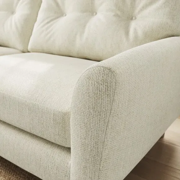 4-Seater Sofa with Buttoned Back - White Sand