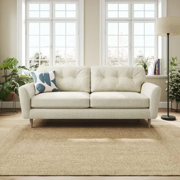 4-Seater Sofa with Buttoned Back - White Sand