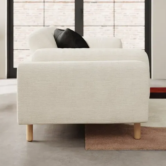 4-Seater Sofa with Chunky Weave - Ivory, Fabric