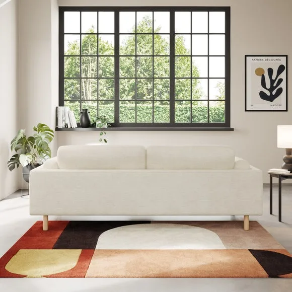 4-Seater Sofa with Chunky Weave - Ivory, Fabric