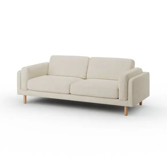 4-Seater Sofa with Chunky Weave - Ivory, Fabric
