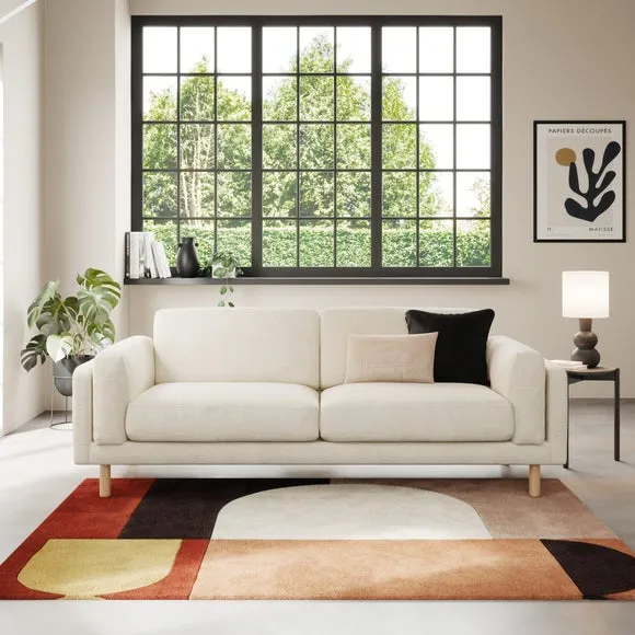 4-Seater Sofa with Chunky Weave - Ivory, Fabric image