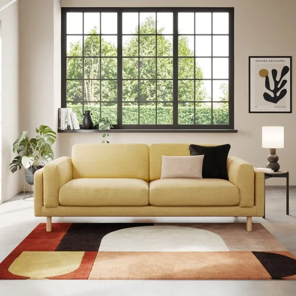 4-Seater Sofa with Chunky Weave - Ochre, Fabric