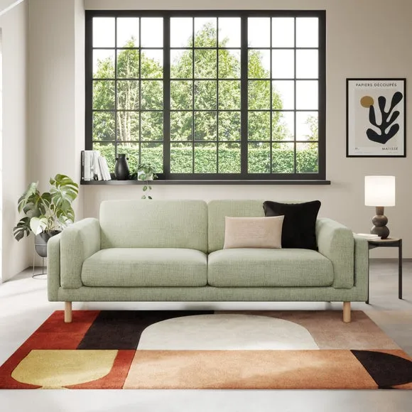 4-Seater Sofa with Chunky Weave - Sage, Fabric