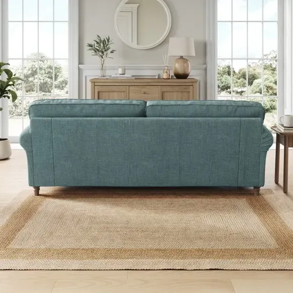 4-Seater Sofa with Curved Arms - Aqua, Chenille