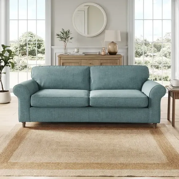4-Seater Sofa with Curved Arms - Aqua, Chenille image