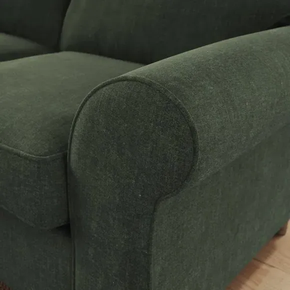 4-Seater Sofa with Curved Arms - Green, Chenille