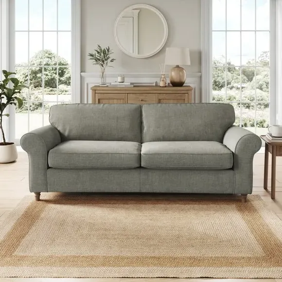 4-Seater Sofa with Curved Arms - Grey, Chenille