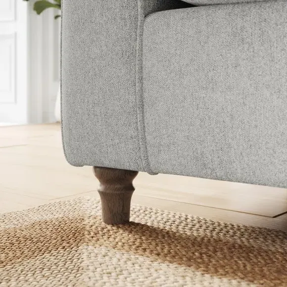 4-Seater Sofa with Curved Arms - Grey, Chenille