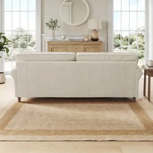 4-Seater Sofa with Curved Arms - Natural, Chenille