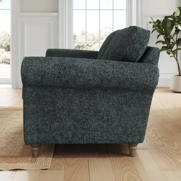 4-Seater Sofa with Curved Arms - Navy, Chenille