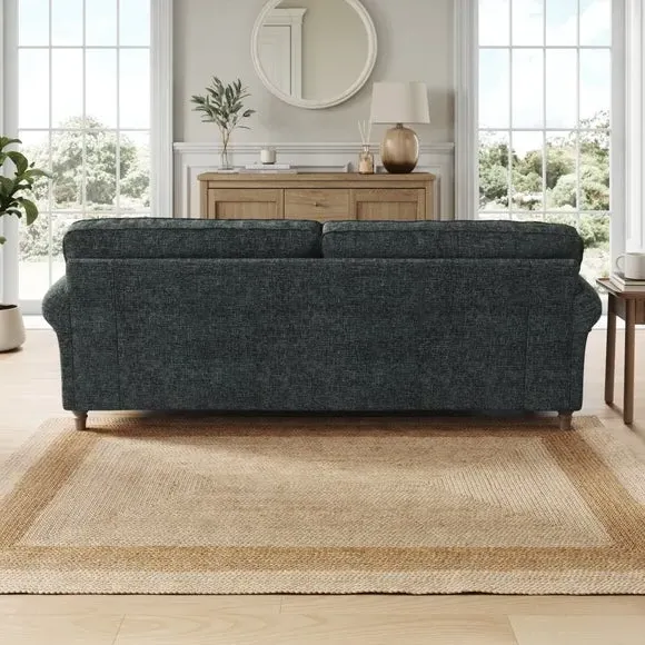 4-Seater Sofa with Curved Arms - Navy, Chenille