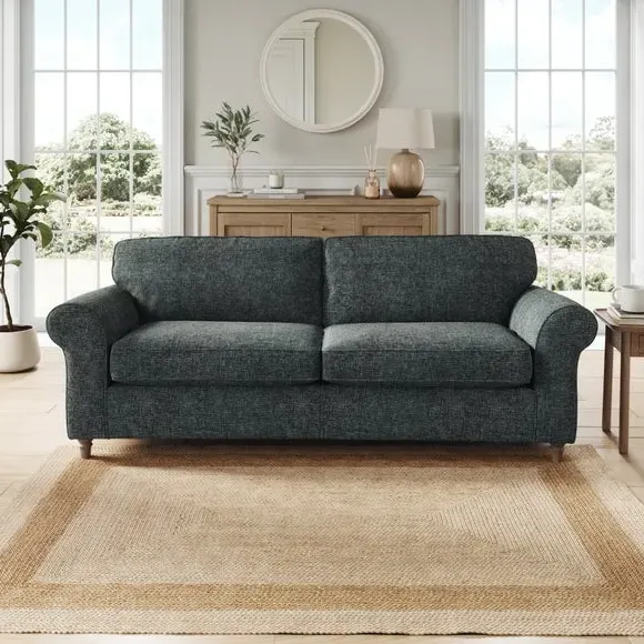 4-Seater Sofa with Curved Arms - Navy, Chenille